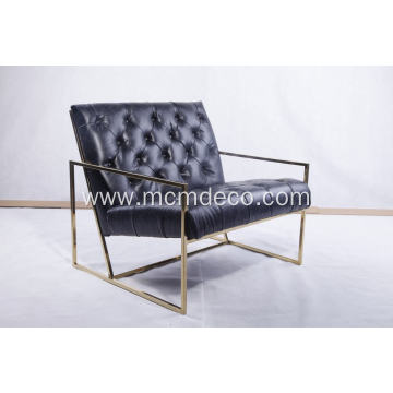 Golden color finished thin frame lounge chair